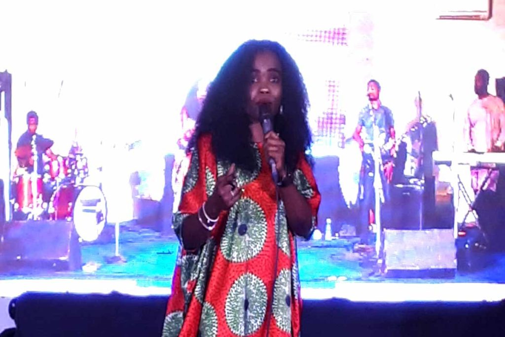 Victoria Orenze in a worship session at the Heart of Worship concert in Agidingbi, Lagos